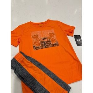 Under Armour Boys Orange Graphic T-Shirt and Shorts 2-Piece Active Set NWT